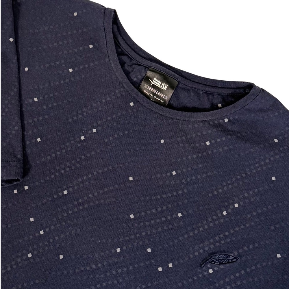 Publish Brand Men's XL Navy Blue Geometric Square Print Short Sleeve T-Shirt Tee